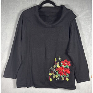 Carly St. Claire Christmas Sweater Women 1X Ramie Cotton Holiday Cowl‎ Neck